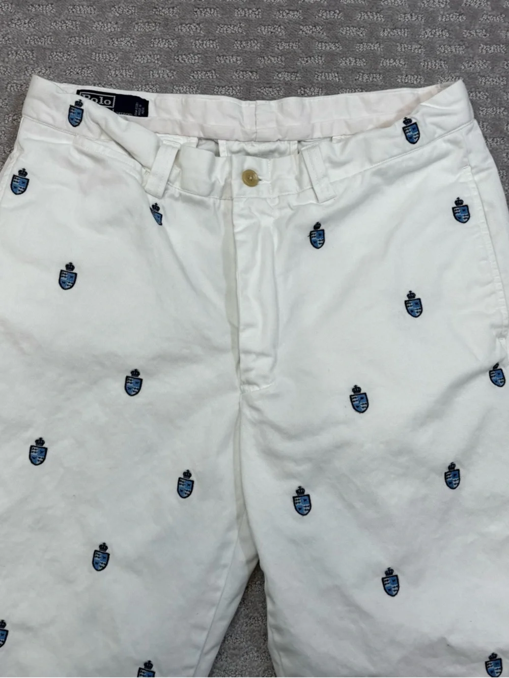 Polo Ralph‎ Lauren Straight Fit Chino Pants Embroidered Shields 32 X 30 White